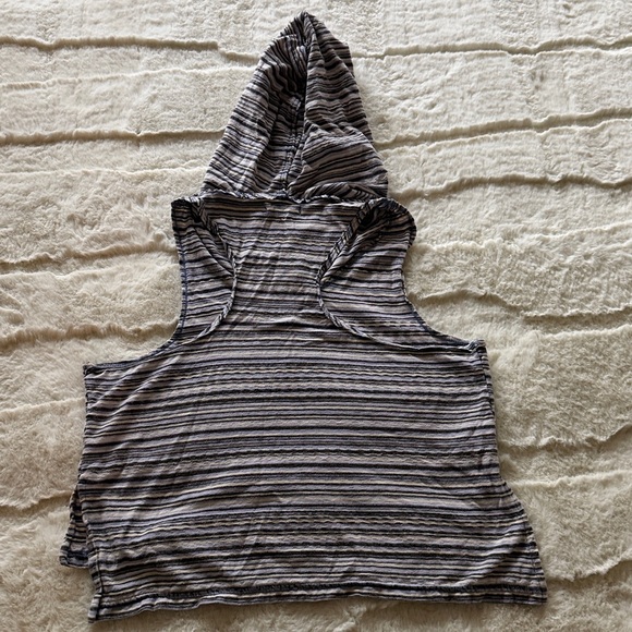 We The Free, Free People Striped Cropped Tank Hoodie in Gray & Lavender Stripe - Picture 5 of 5